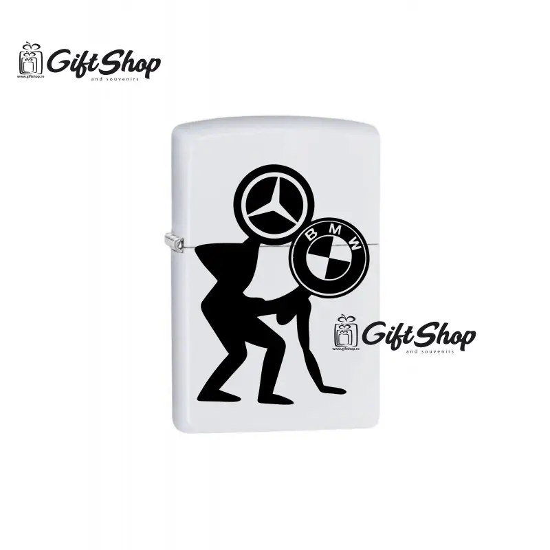 Mercedes vs bmw, bricheta metalica gravata laser cu mesajv